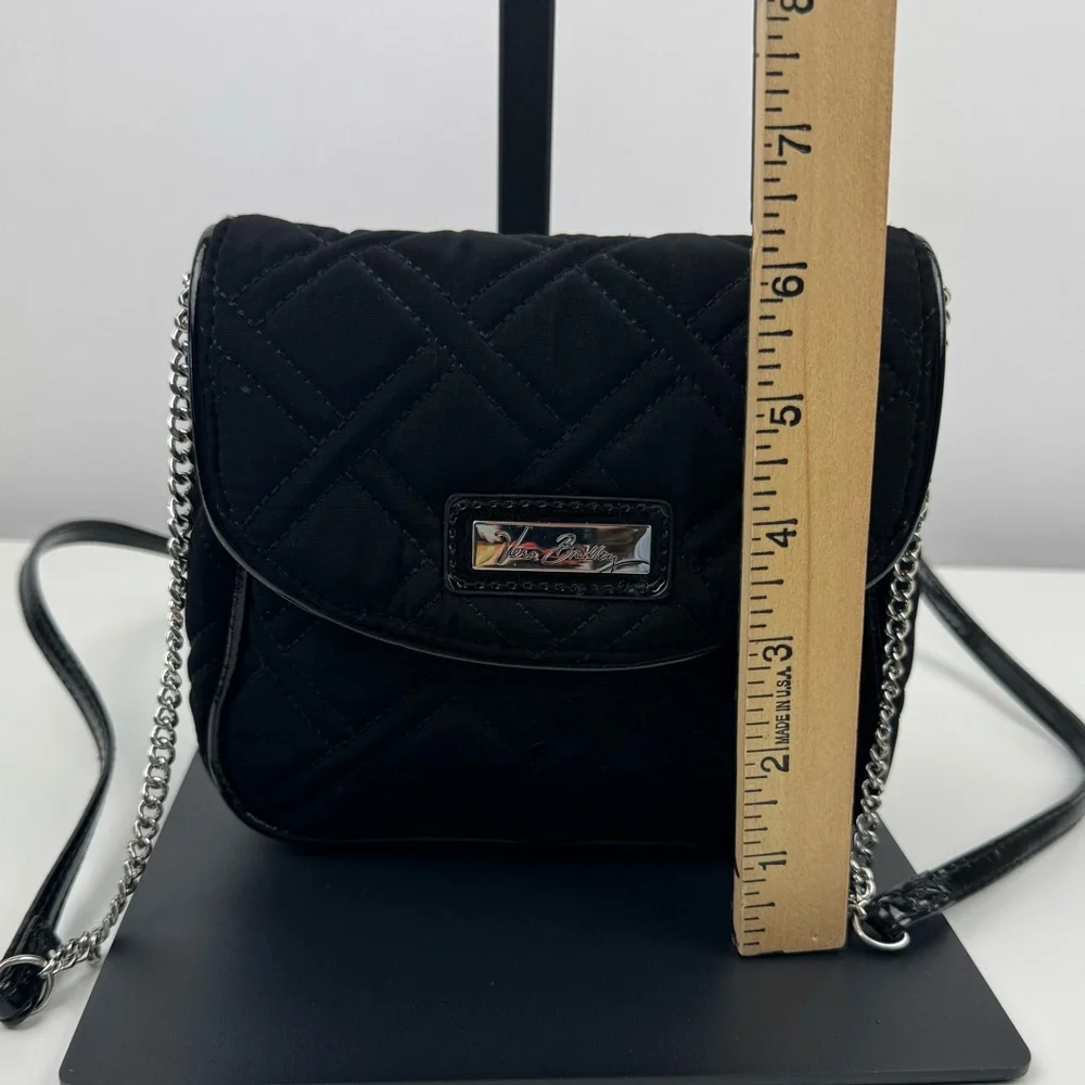 Vera Bradley Quilted Chain Strap Shoulder Crossbody Handbag Classic Black Purse